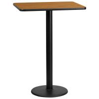 Flash Furniture XU-NATTB-2430-TR18B-GG 30" Rectangular Natural Laminate Table Top with Base